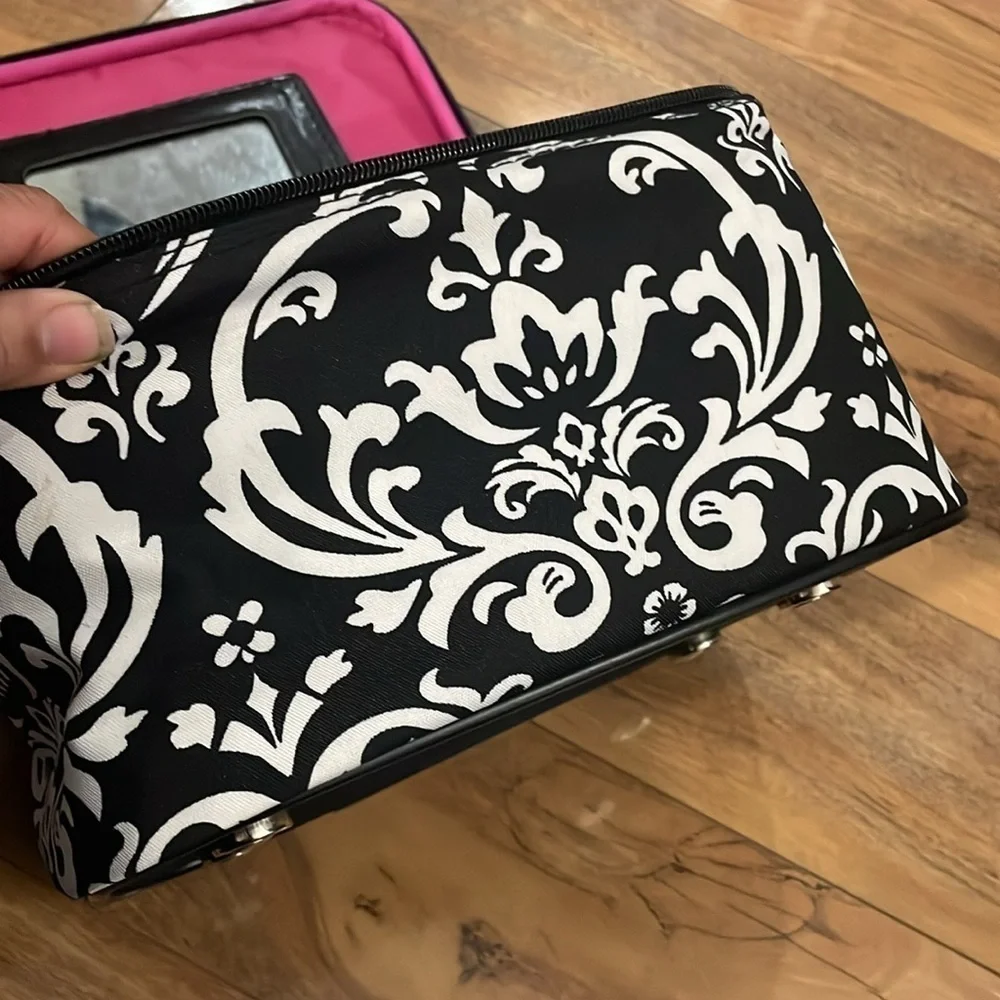 Black and Pink Makeup Case with Mirror